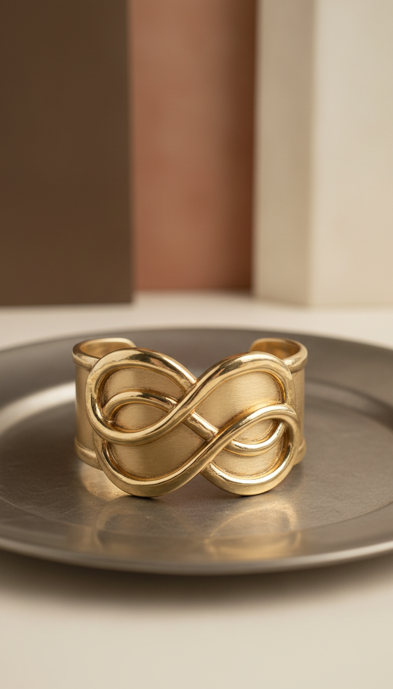 Gold Cuff Bracelet With Asymmetrical Edge